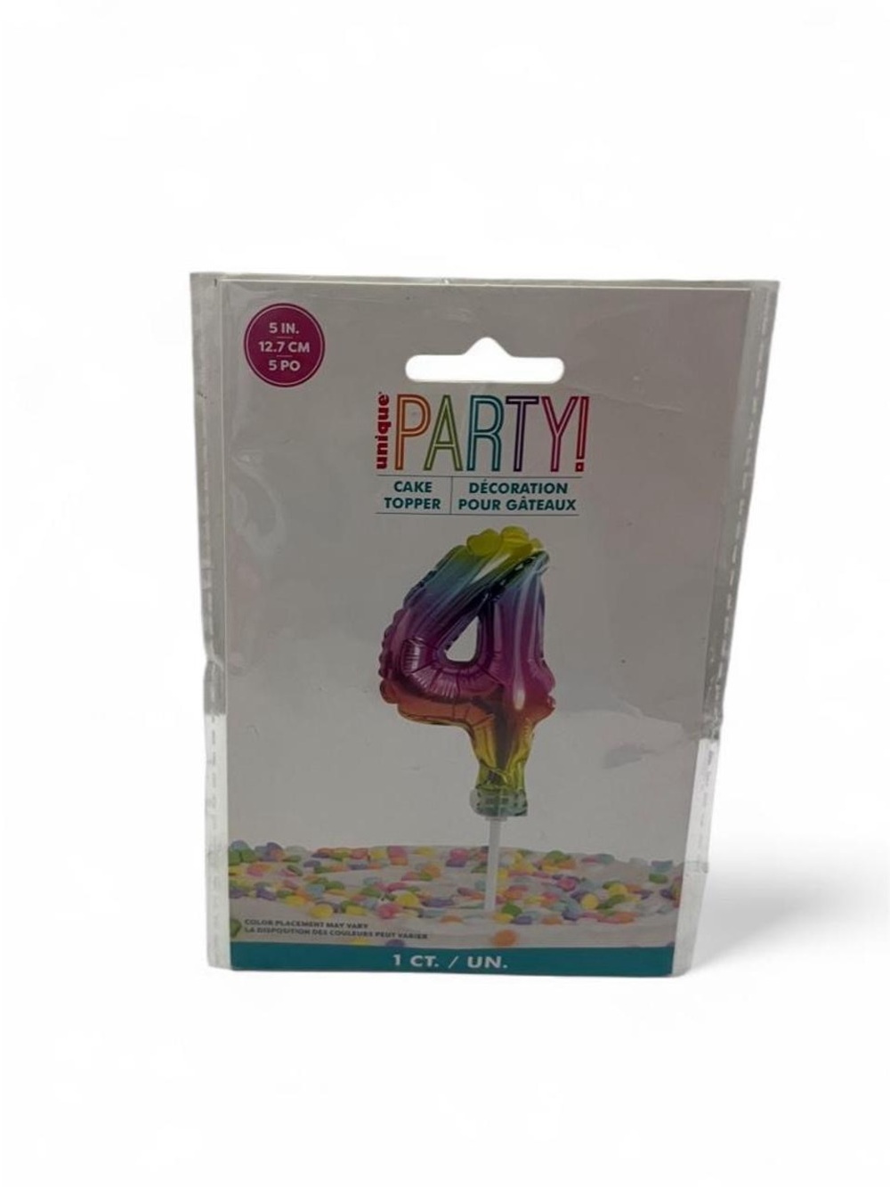 Rainbow Number 4 Balloon Cake Topper Brand New